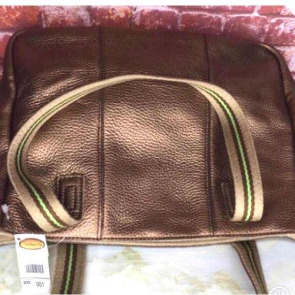 Talbots Metallic Golden Bronze Soft Pebbled Leather Tote and Wallet Set - Picture 3 of 13